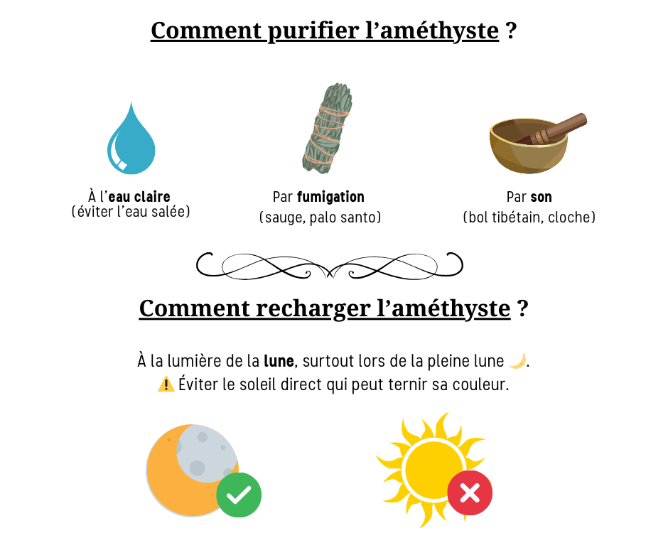 améthyste - comment purifier et recharger une pierre naturelle