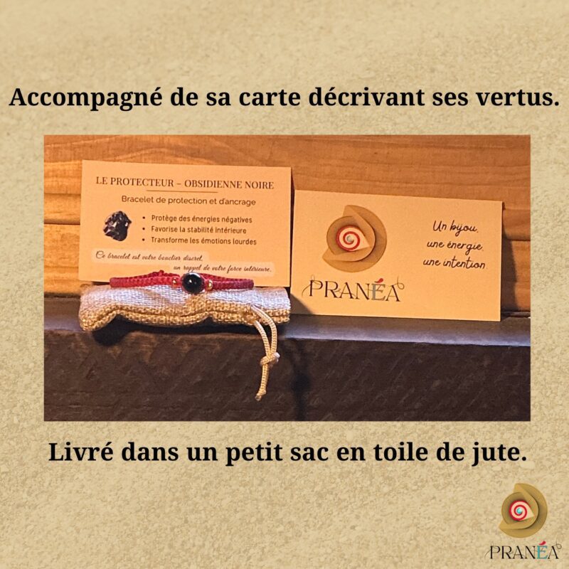 Bracelet en Obsidienne Noire – Protection & Ancrage | Fait main en macramé – Image 6