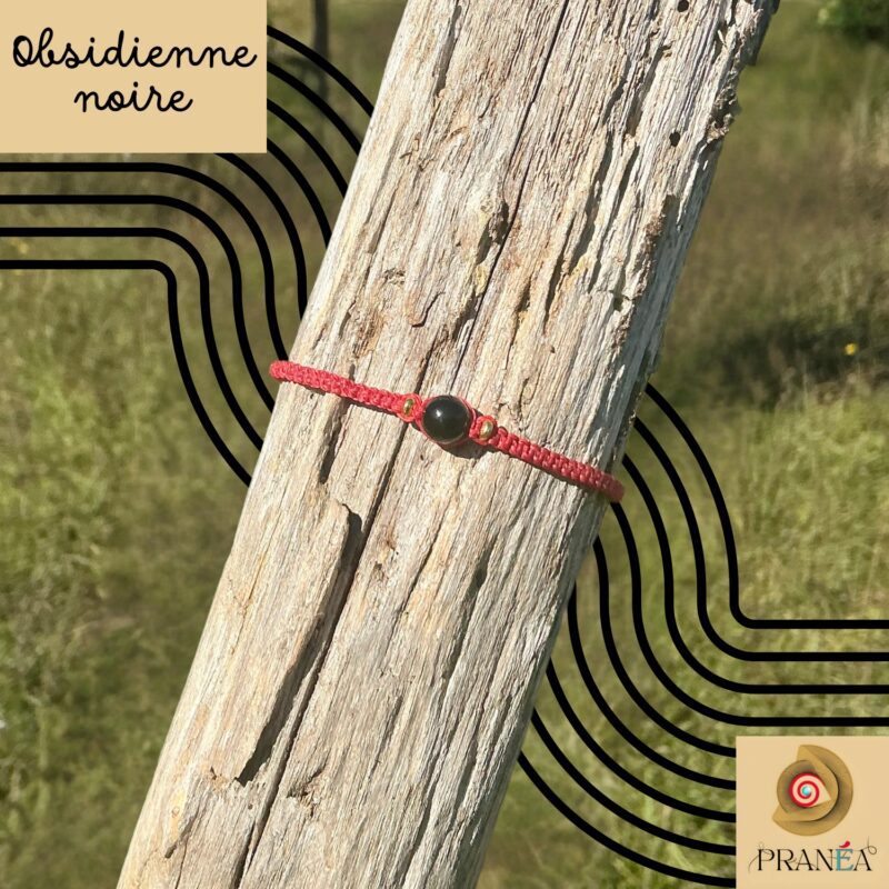 Bracelet en Obsidienne Noire – Protection & Ancrage | Fait main en macramé – Image 2