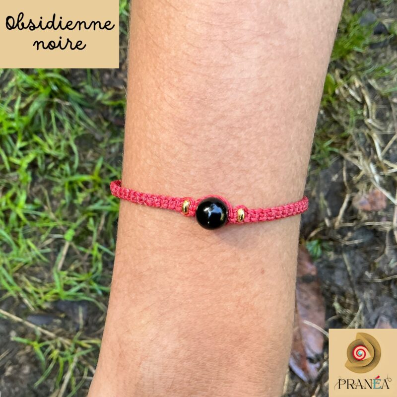 Bracelet en Obsidienne Noire – Protection & Ancrage | Fait main en macramé – Image 3
